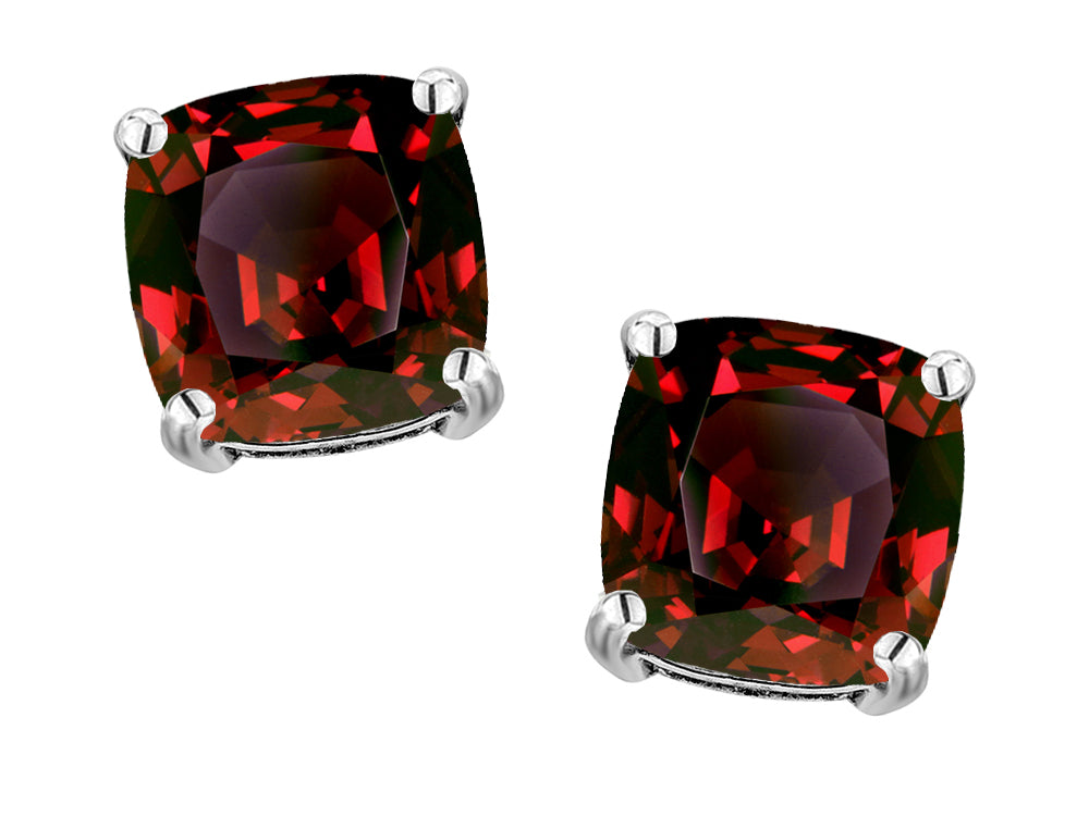 Original Star K 7mm Cushion-Cut Genuine Garnet Earrings Studs