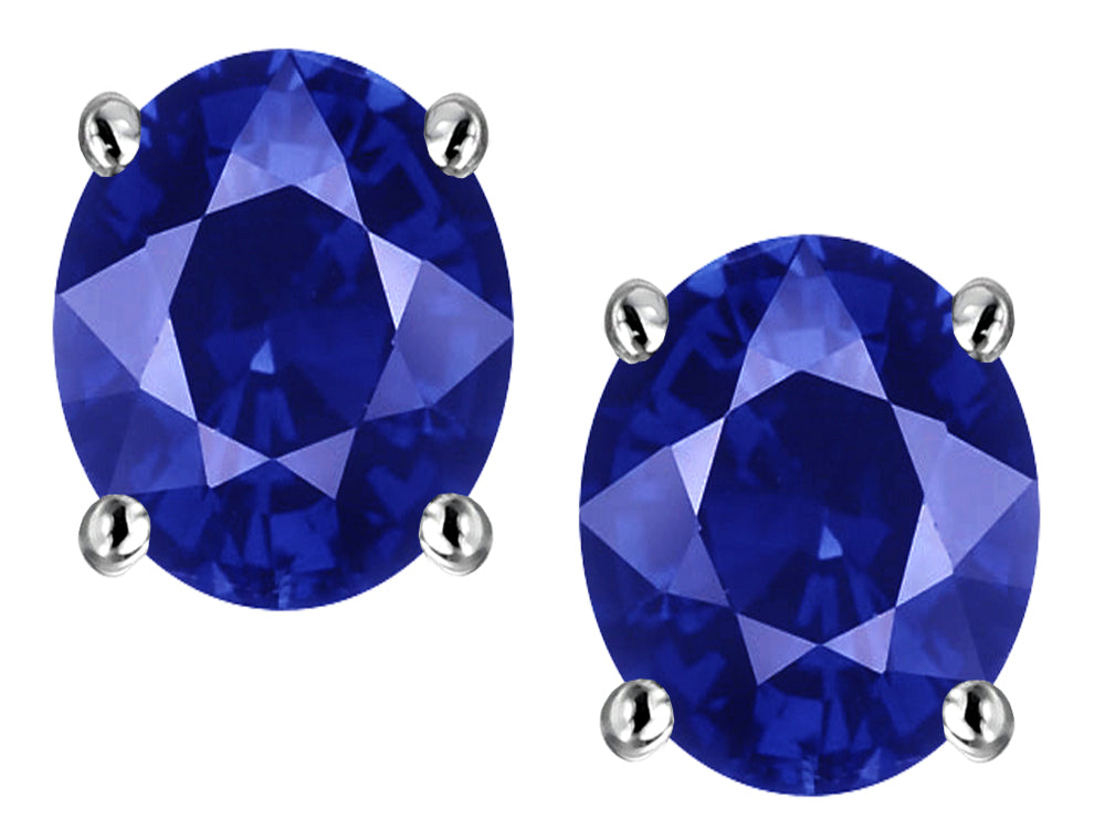 Star K Oval 8x6mm Created Sapphire Earrings Studs