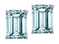 Tommaso Design 8x6mm Emerald Cut Simulated Aquamarine Earrings