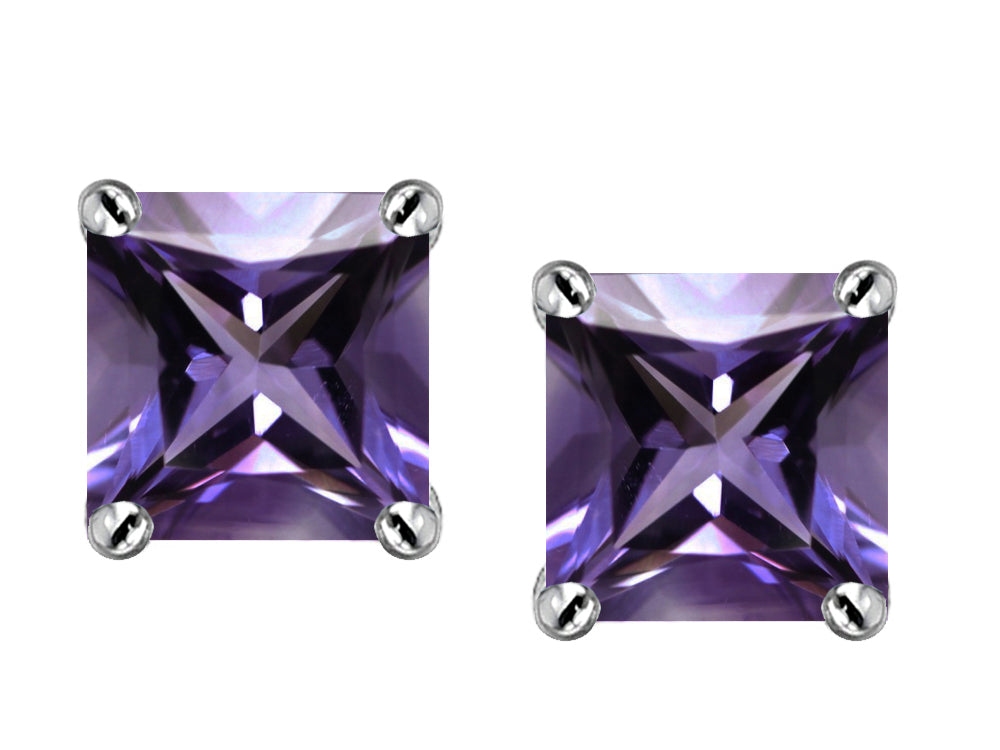 Star K Square 7mm Simulated Alexandrite Earrings