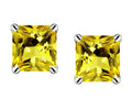 Star K Square 7mm Simulated Citrine Earrings Studs