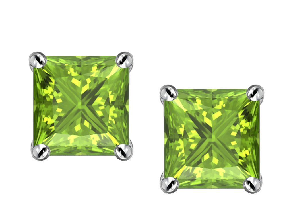 Star K Square 7mm Simulated Peridot Earrings Studs
