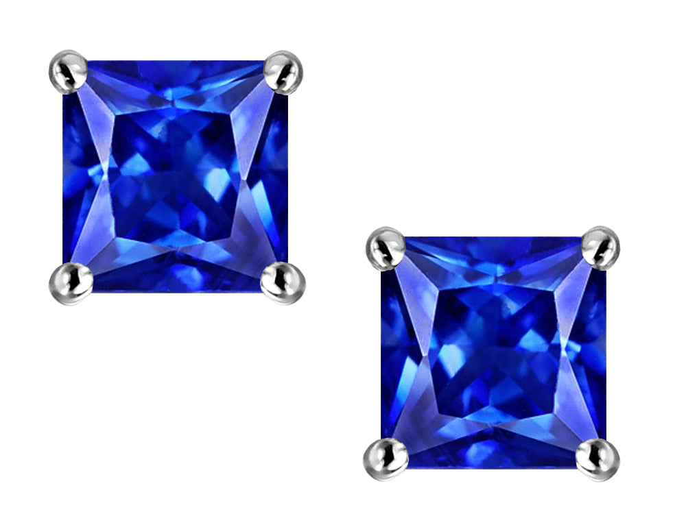 Star K Square 7mm Simulated Tanzanite Earrings