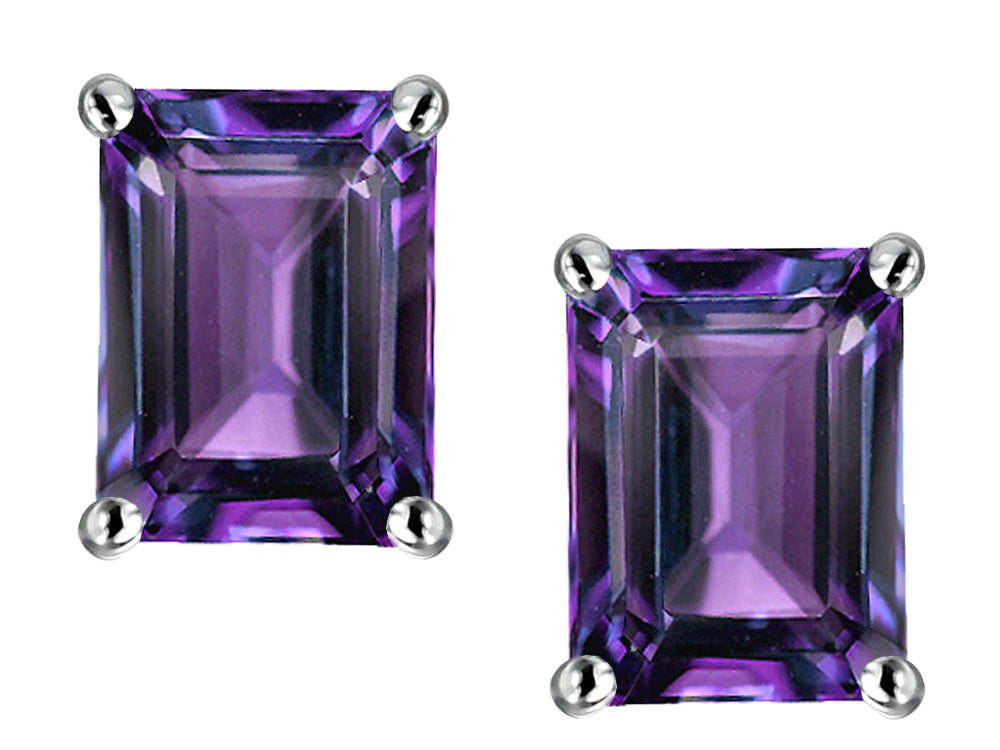 Star K 8x6mm Emerald Cut Simulated Alexandrite Earrings