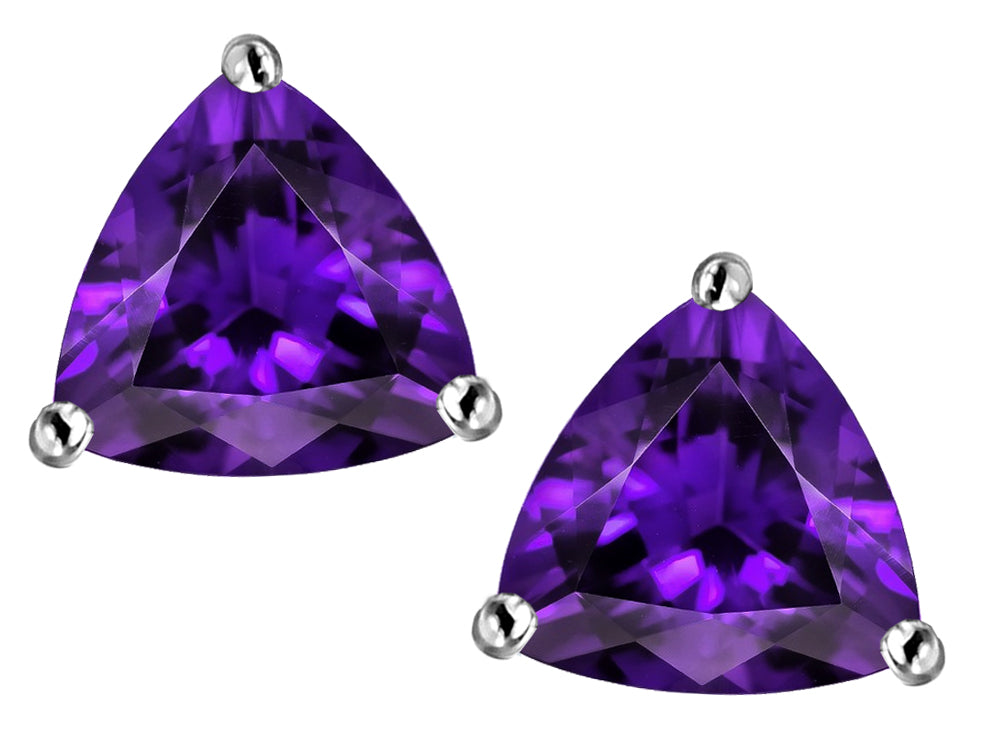 Star K Trillion 7mm Simulated Amethyst Earrings Studs