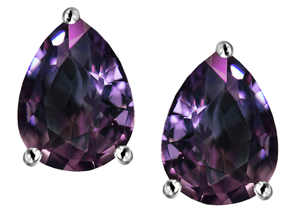 Star K Pear Shape 9x7mm Simulated Alexandrite Earrings Studs