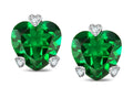 Tommaso Design 6mm Heart Shape Simulated Emerald Love Stud Earrings 7 x 7mm