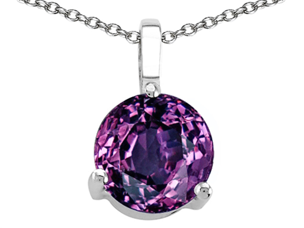 Tommaso Design 7mm Round Simulated Alexandrite Pendant Necklace