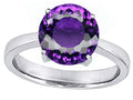 Star K Large Solitaire Big Stone Ring With 10mm Round Simulated Amethyst