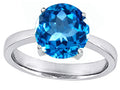 Star K Large Solitaire Big Stone Ring with 10mm Round Simulated Blue Topaz