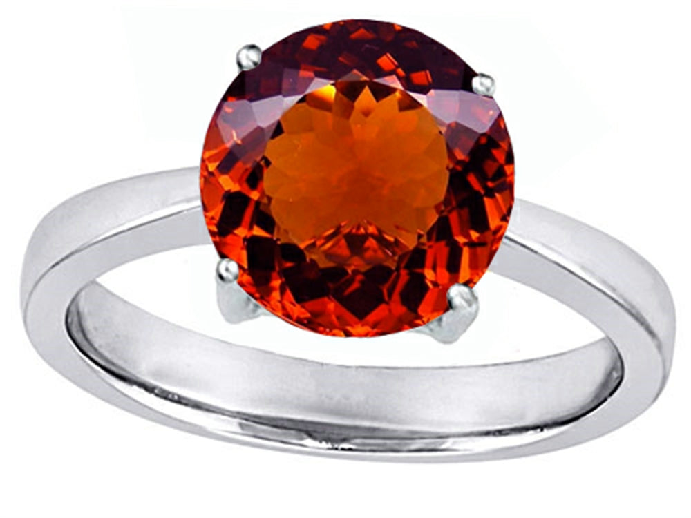 Star K Large Solitaire Big Stone Ring With 10mm Round Simulated Garnet