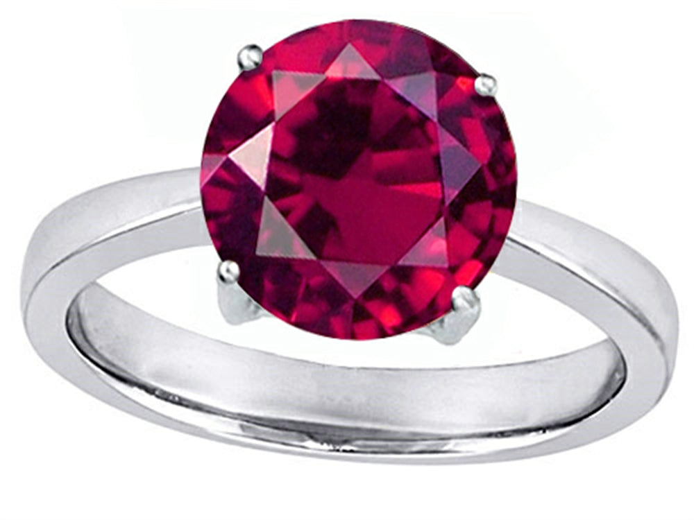 Star K Large Solitaire Big Stone Ring with 10mm Round Created Ruby