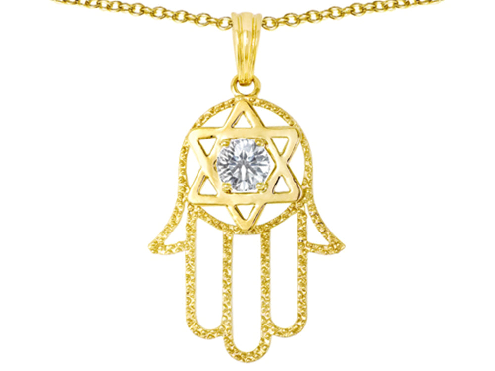 Tommaso Design Large 1.5 inch Hamsa Hand Jewish Star of David Protection Pendant Necklace