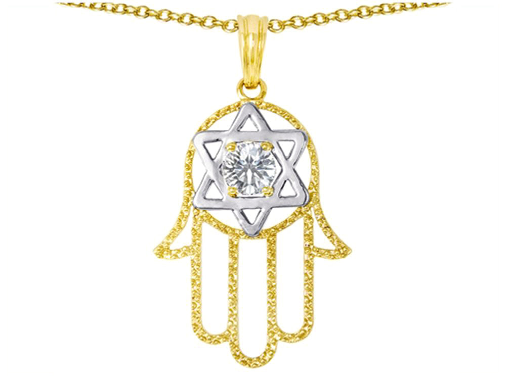 Tommaso Design Large 1.5 inch Hamsa Hand Jewish Star of David Protection Pendant Necklace