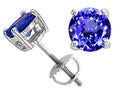 Tommaso Design Round 7mm Simulated Tanzanite Screw Back Earrings Studs