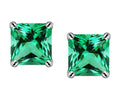 Star K Square 7mm Simulated Emerald Earrings