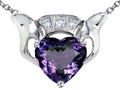 Star K 8mm Heart Claddagh Pendant Necklace With Simulated Alexandrite