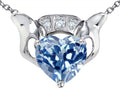 Star K 8mm Heart Claddagh Pendant Necklace With Simulated Aquamarine