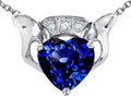 Star K 8mm Heart Claddagh Pendant Necklace With Created Sapphire