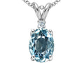 Tommaso Design Created Oval 9x7mm Aquamarine and Genuine Diamond Pendant Necklace