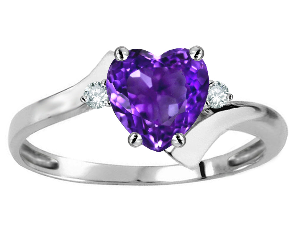 Original Star K Heart Shape 6mm Genuine Amethyst bypass Ring