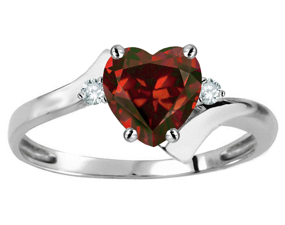 Original Star K Heart Shape 6mm Genuine Garnet bypass Ring