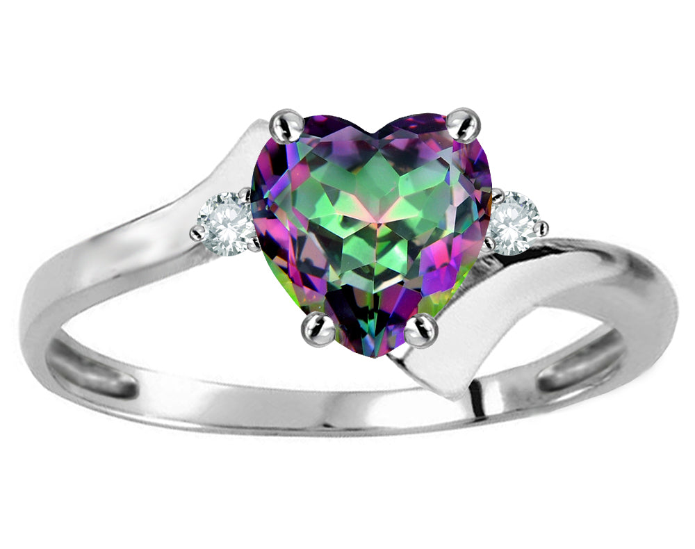 Original Star K Heart Shape 6mm Mystic Rainbow Topaz bypass Ring