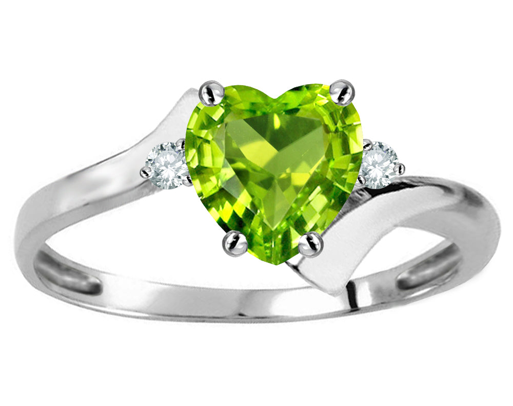 Original Star K Heart Shape 6mm Genuine Peridot bypass Ring
