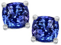 Star K Cushion-Cut 7mm Simulated Tanzanite Earrings Studs
