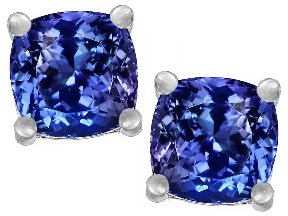 Star K Cushion-Cut 7mm Simulated Tanzanite Earrings Studs