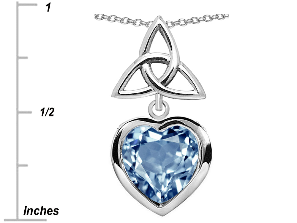 Star K Love Knot Pendant Necklace with Heart 9mm Simulated Aquamarine