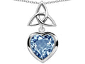 Star K Love Knot Pendant Necklace with Heart 9mm Simulated Aquamarine