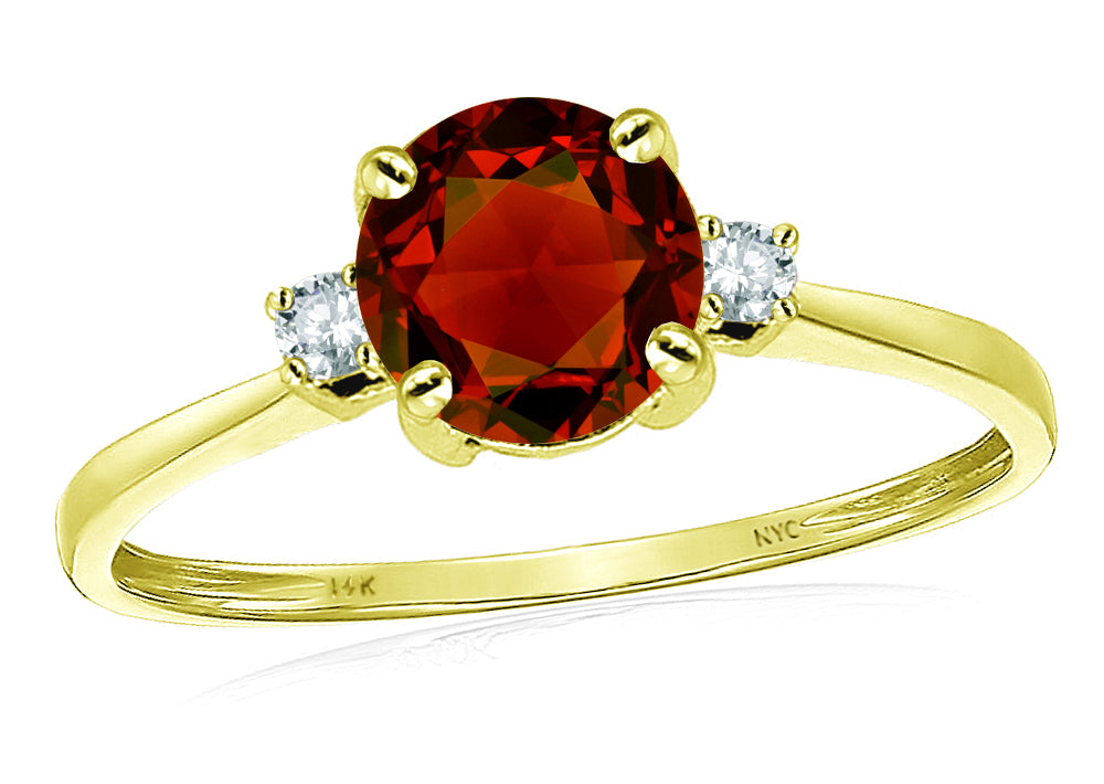 Original Star K 7mm Round Genuine Garnet Classic 3 stone Engagement Ring