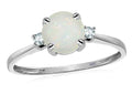 Original Star K 7mm Round Genuine Opal Classic 3 stone Engagement Ring