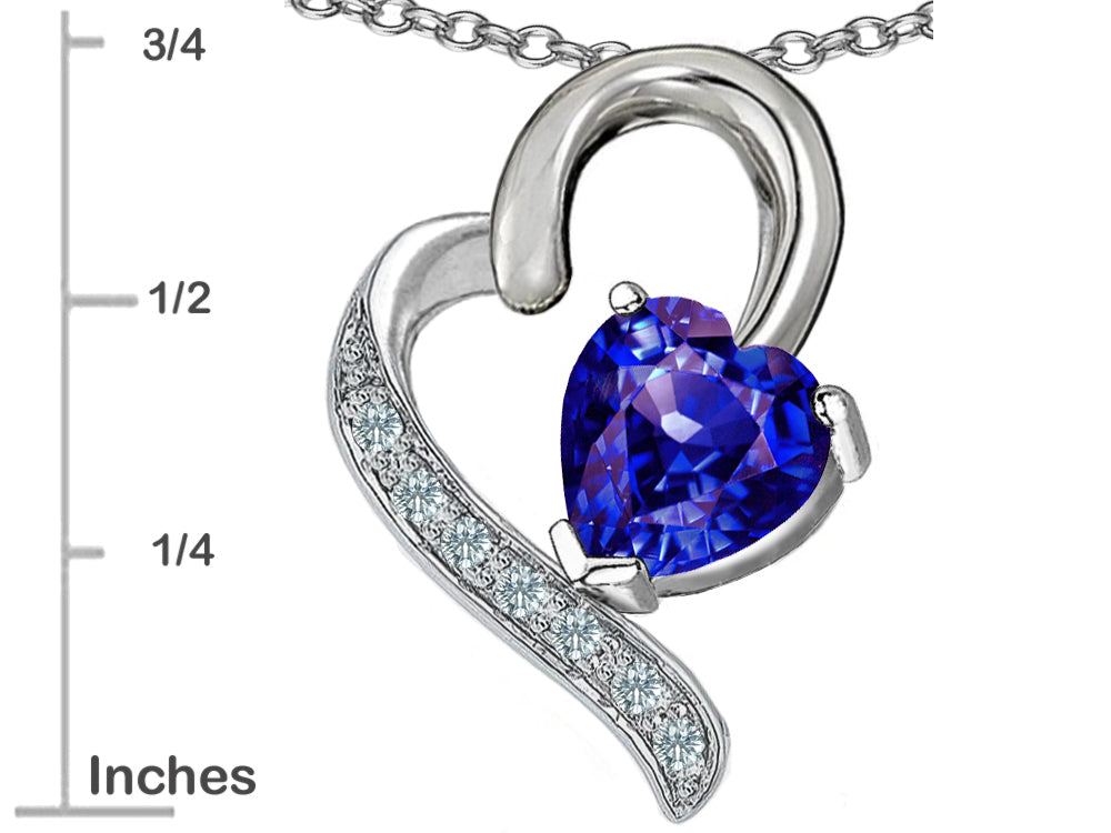 Star K 7mm Heart Shape Simulated Tanzanite Heart Pendant Necklace