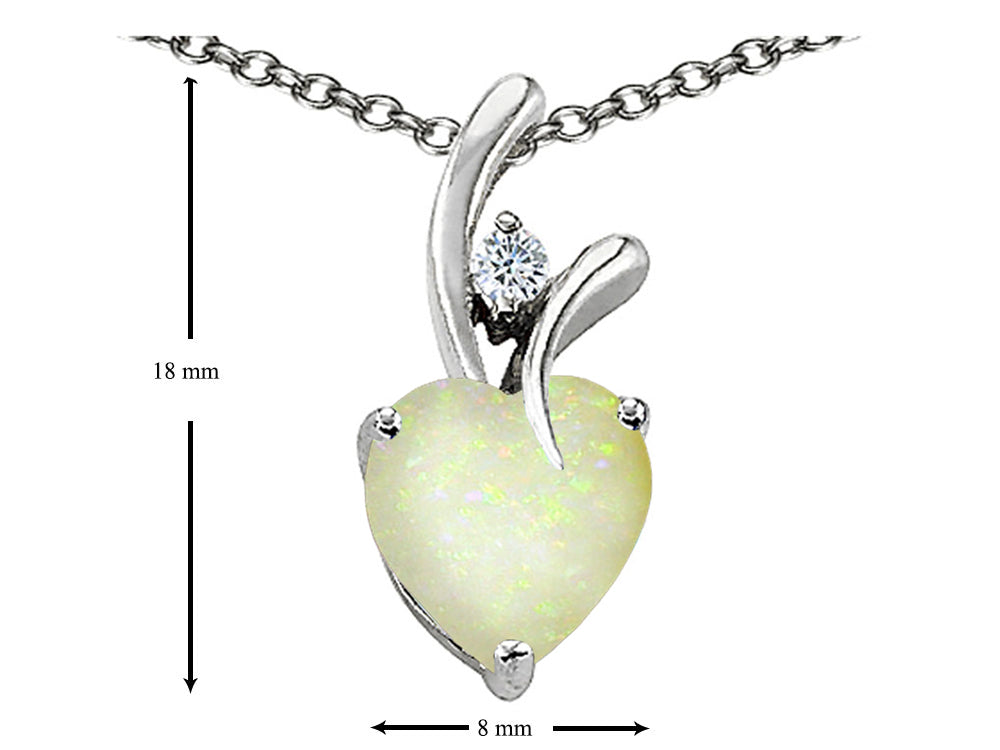 Star K 8mm Heart Shape Simulated Opal Pendant Necklace