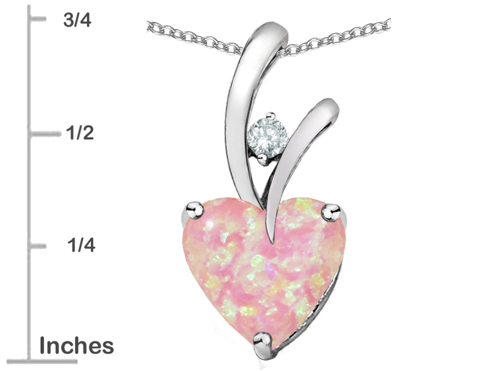 Star K 8mm Heart Shape Pink Created Opal Endless Love Pendant Necklace