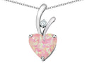 Star K 8mm Heart Shape Pink Created Opal Endless Love Pendant Necklace