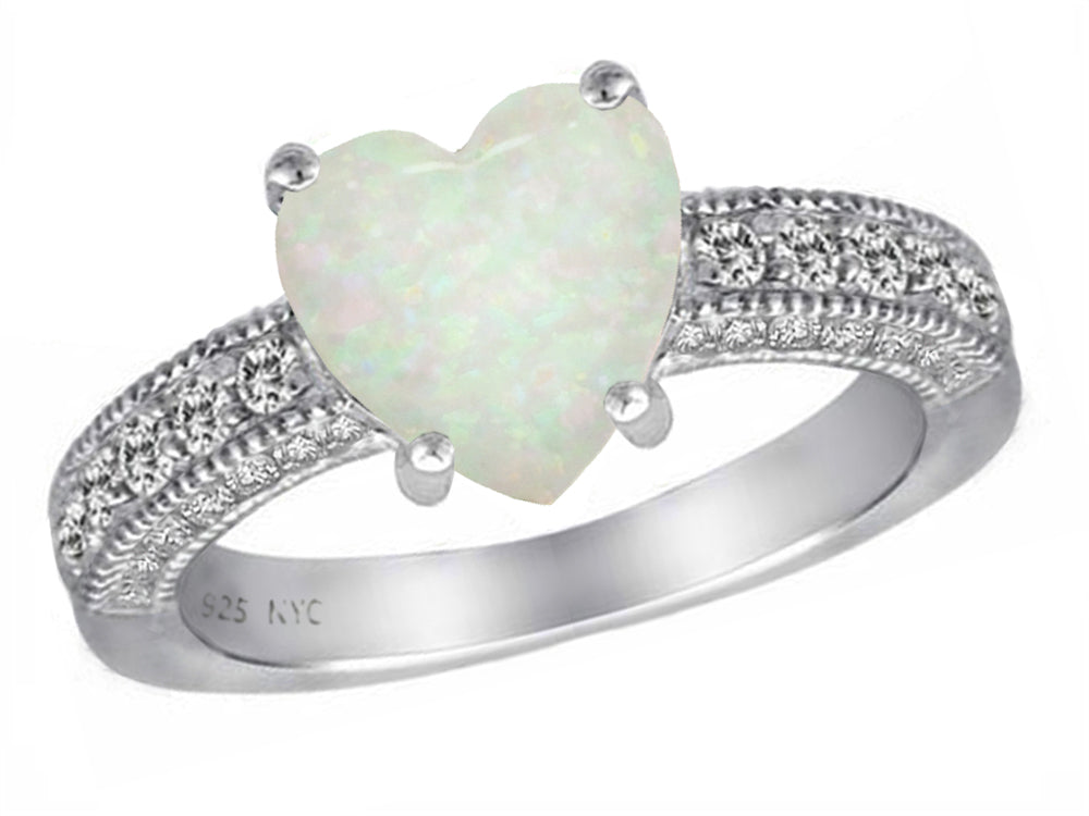 Star K Heart Shape 8mm Simulated Opal Ring