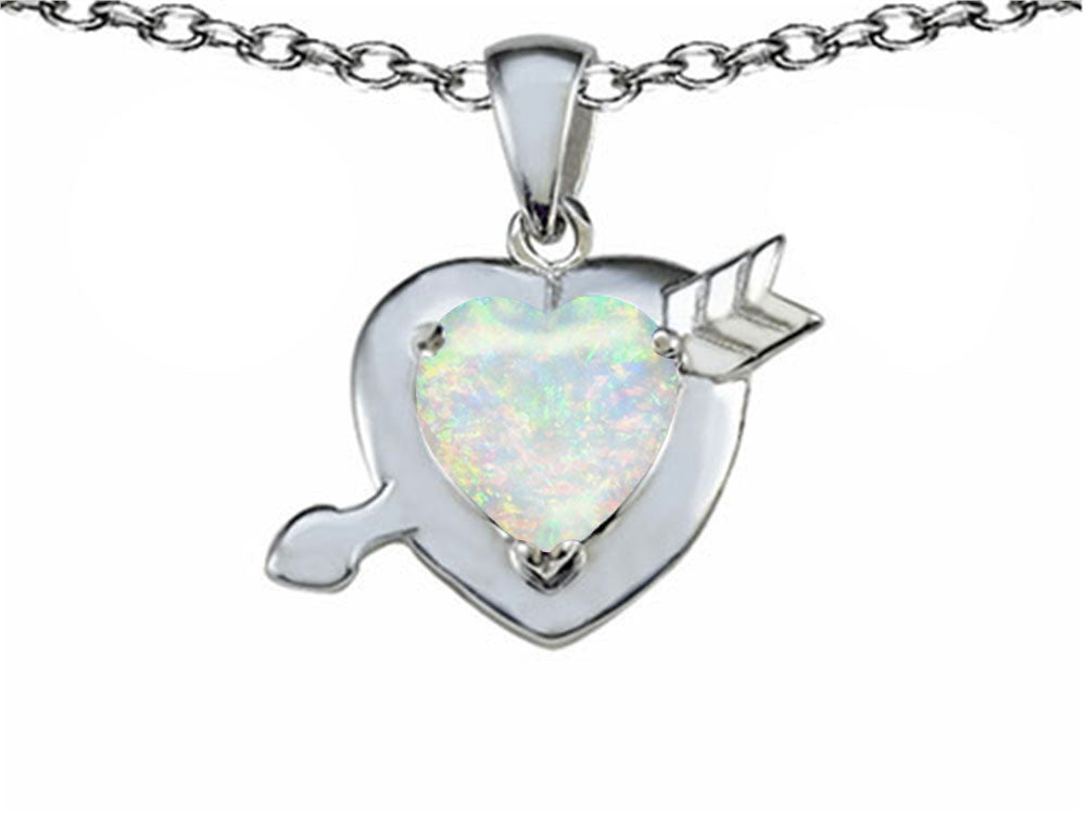 Star K Heart with Arrow Love Pendant Necklace with Heart Shape 8mm Created Opal