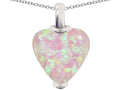 Star K Heart Shaped 10mm Created Pink Opal Pendant Necklace