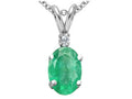 Tommaso Design Oval 7x5mm Genuine Emerald Pendant Necklace