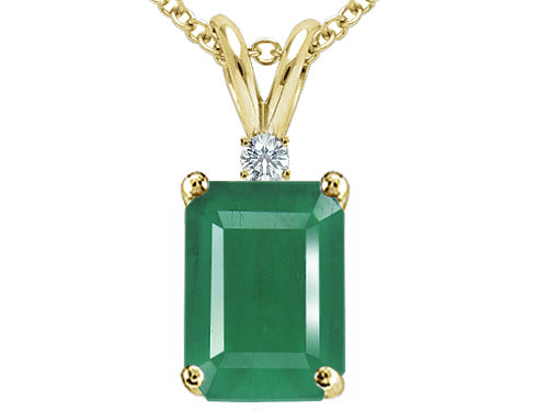 Tommaso Design Classic 7x5mm Emerald Cut Genuine Emerald Pendant Necklace