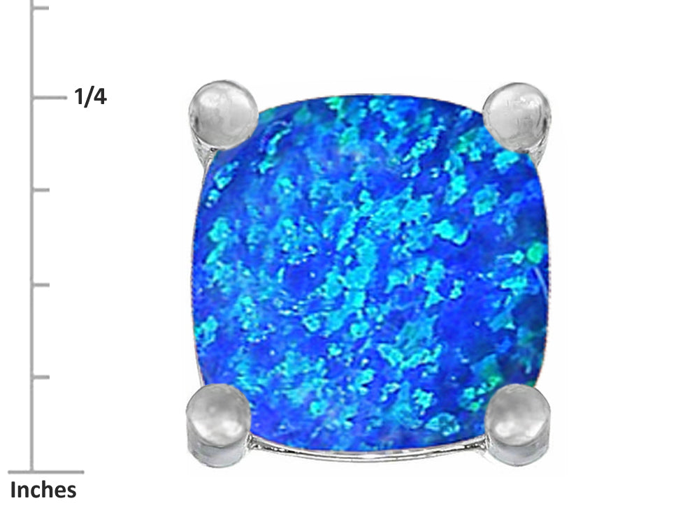 Star K Cushion-Cut 7mm Blue Created Opal Earrings Studs
