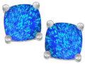 Star K Cushion-Cut 7mm Blue Created Opal Earrings Studs