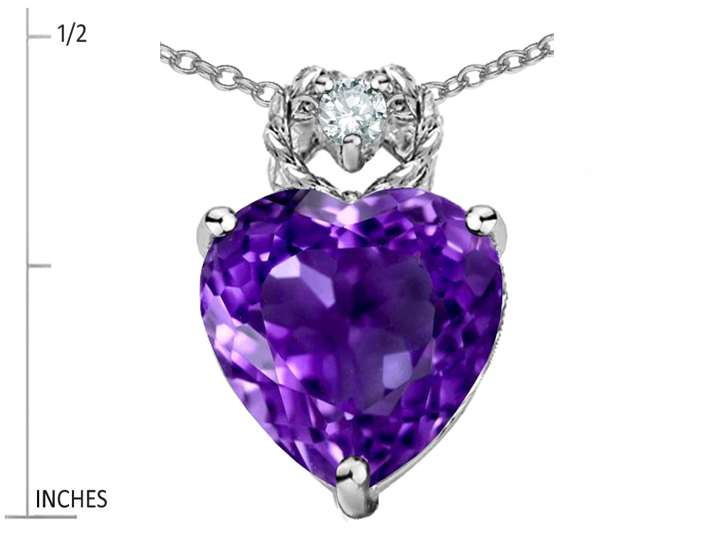 Star K Heart Rope Pendant Necklace with Genuine 8mm Amethyst