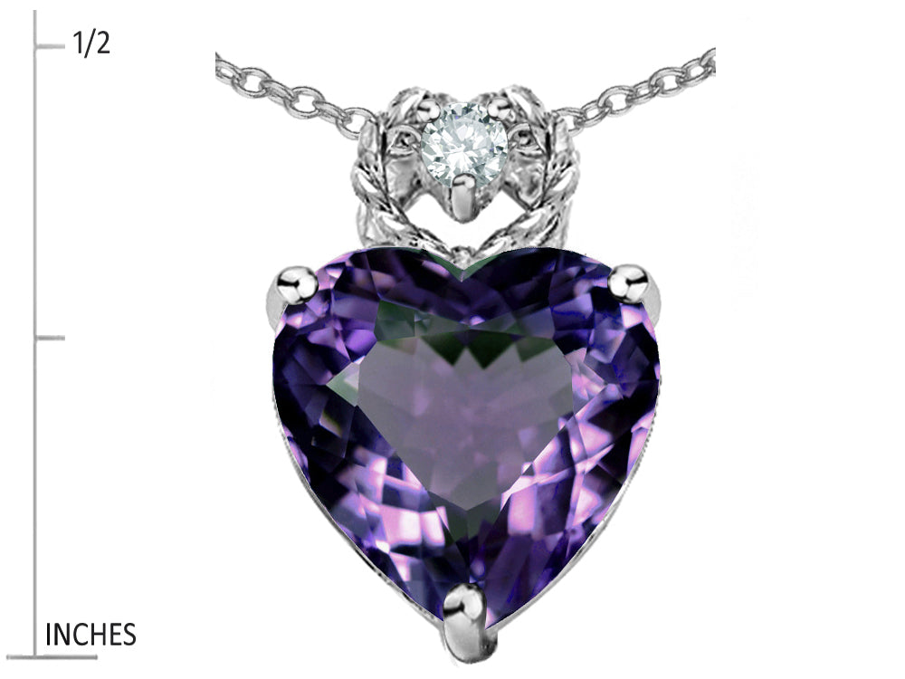Star K Heart Rope Pendant Necklace with 8mm Simulated Alexandrite