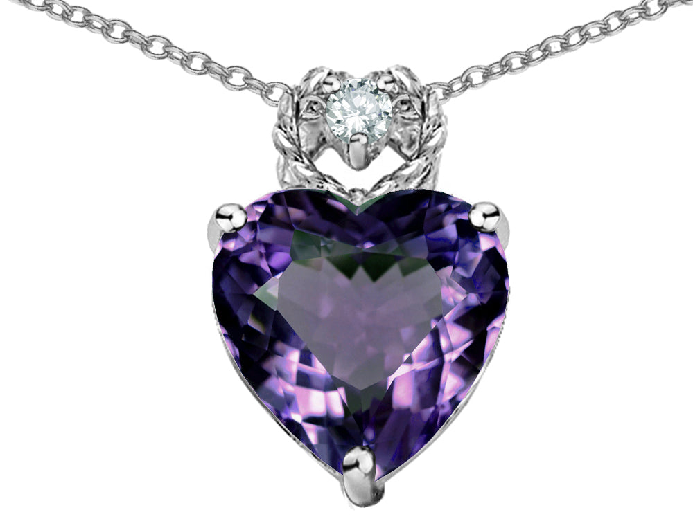 Star K Heart Rope Pendant Necklace with 8mm Simulated Alexandrite