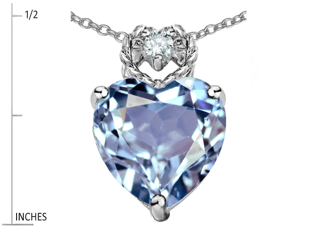 Star K Heart Rope Pendant Necklace with Simulated Aquamarine