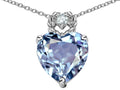 Star K Heart Rope Pendant Necklace with Simulated Aquamarine